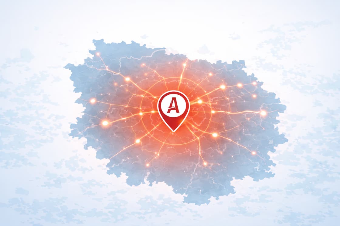 Carte de l'Île-de-France avec zones d'intervention