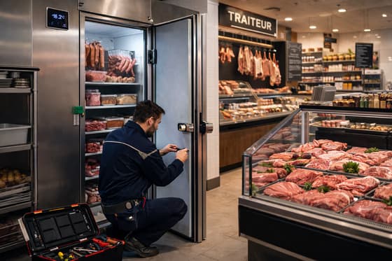 Vitrine de boucherie traditionnelle